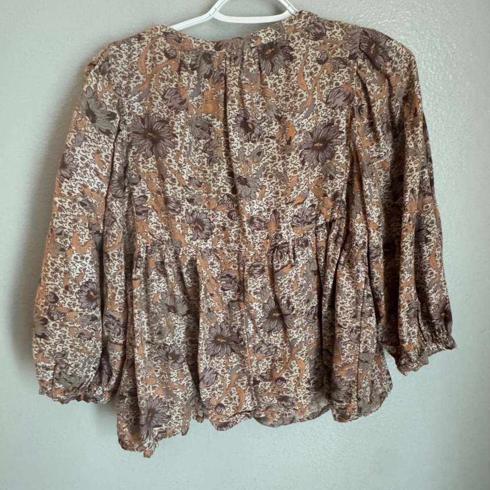 Lucky Brand Floral Cropped Boho Top Size Small - Picture 3 of 7